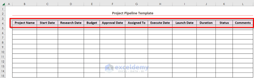 How to Create Project Pipeline in Excel