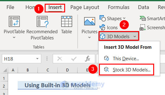 Using Stock 3D Models for 3D Animation in Excel