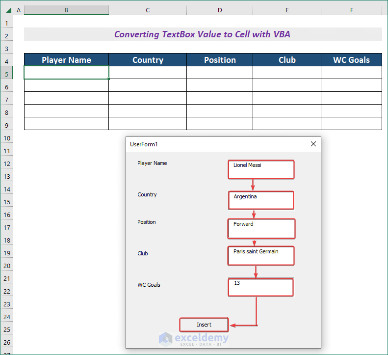 Convert TextBox Value to Cell