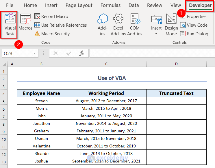 Truncate Text from Left by Employing VBA Code in Excel