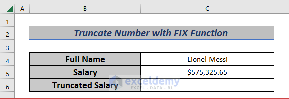 Truncate Number with FIX Function