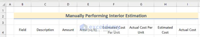 Manually Perform Interior Estimation in Excel
