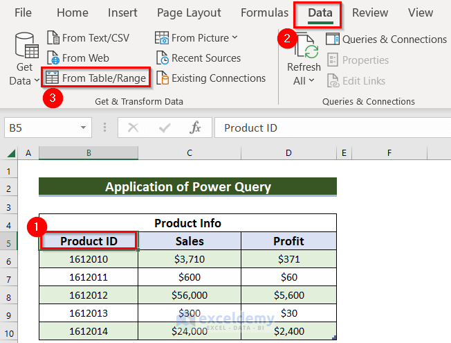 Application of Power Query to Connect Tables in Excel