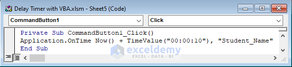 Excel VBA Timer Delay