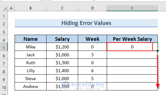 Use of Fill Handle Tool for Excel conditional formatting IFERROR