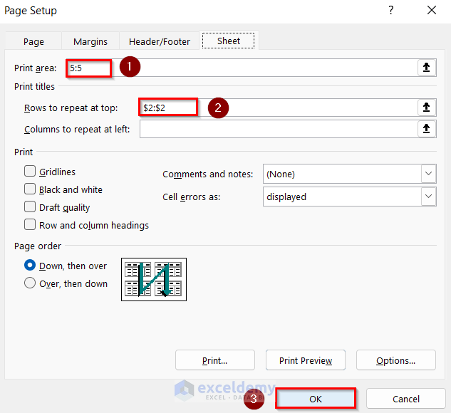 Opening Page Setup Box