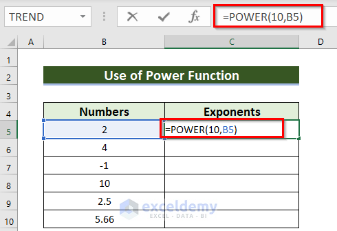 Use Exponential Function POWER of Base 10