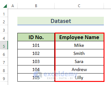 Creating Dataset for Data Dictionary in Excel