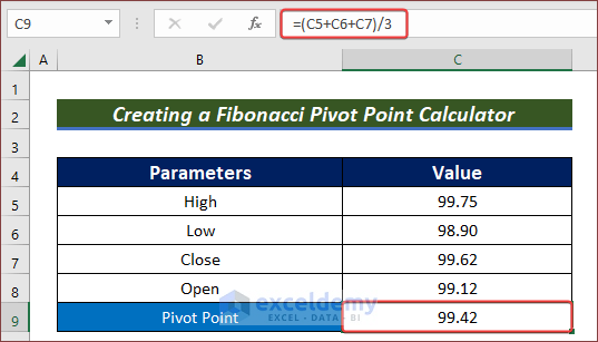 Create Fibonacci Pivot Point Calculator