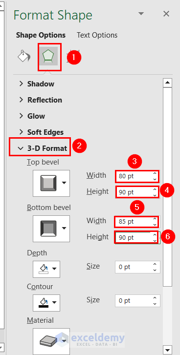 Use of Format Shape Option for 3D Animation in Excel