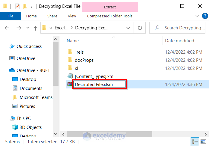 Changing File Extension to xlsm again to Decrypt Excel file without Password