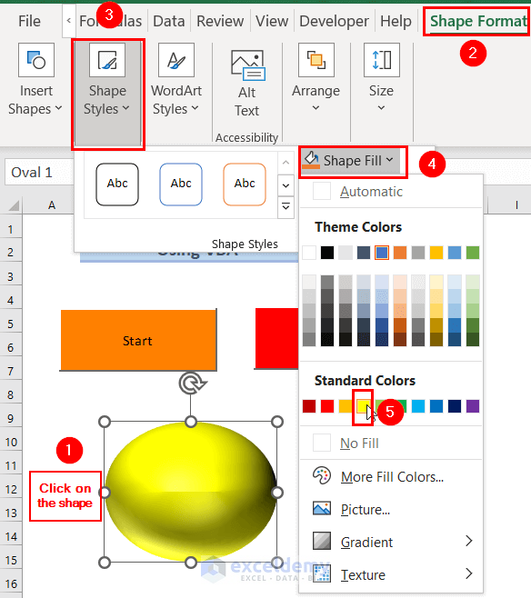 Changing Shape Color for 3D Animation in Excel