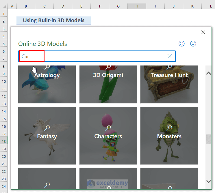 Searching for 3D Animation for 3D Animation in Excel