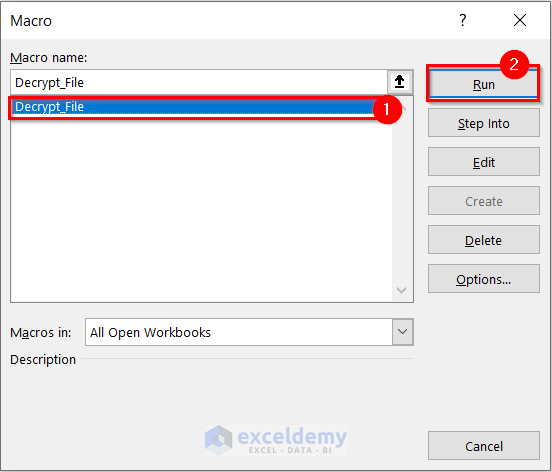 Macro Dialog Box to Decrypt Excel File without Password