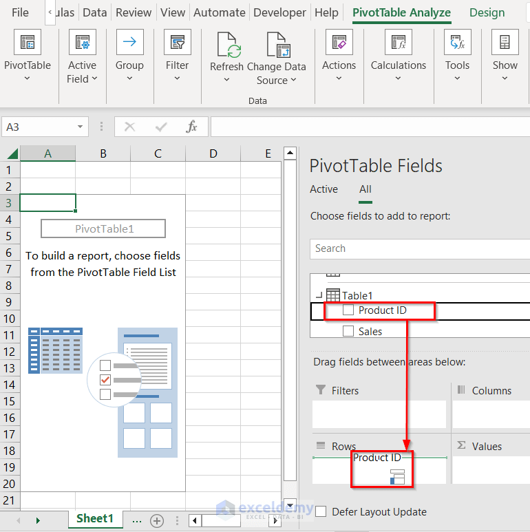 How to Join Tables in Excel using Pivot Table
