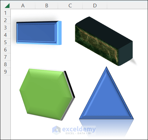 some more examples of 3d drawing in Excel