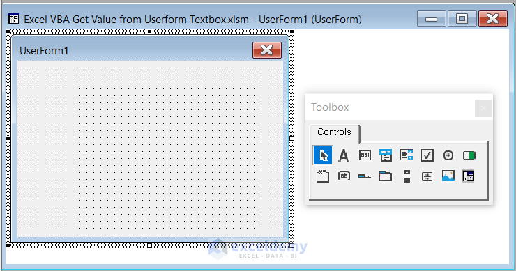 Inserting Userform for Excel VBA Get Value from Userform Textbox