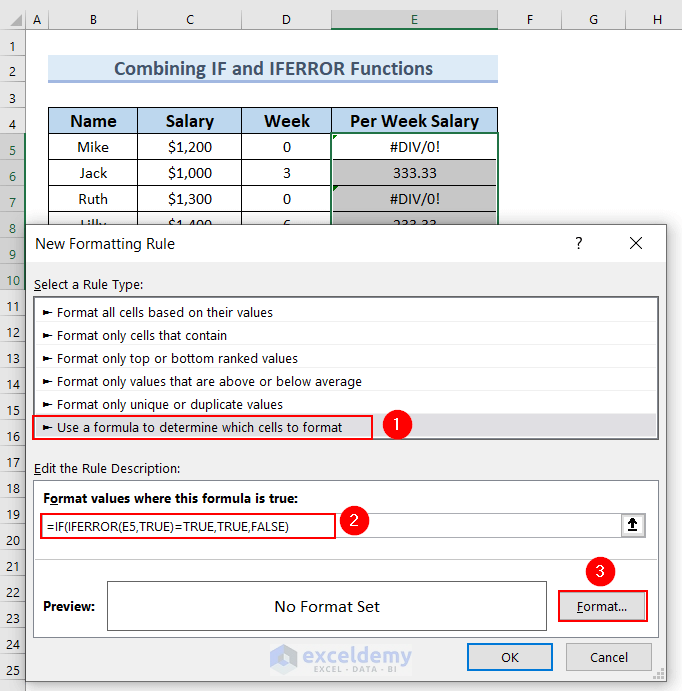 Using IF and IFERROR Functions for Excel conditional formatting IFERROR