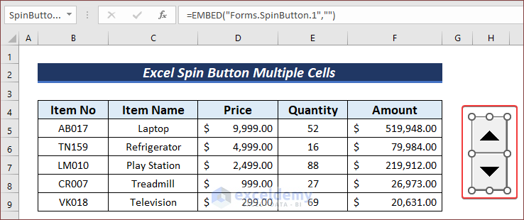  Excel Spin Button Multiple Cells