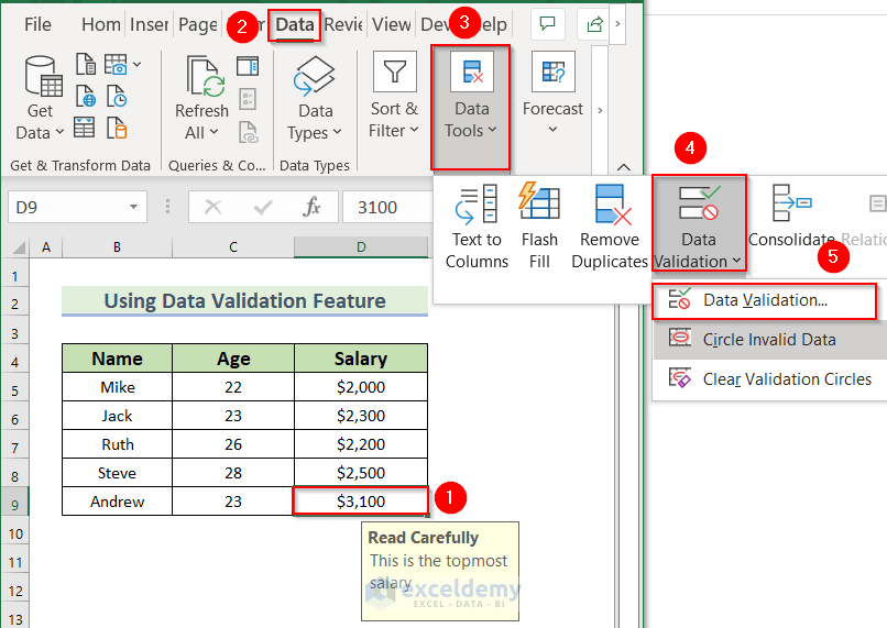 Using Data Validation to Edit Tooltip in Excel