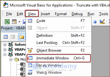 Truncate Number with Immediate Window in Excel VBA