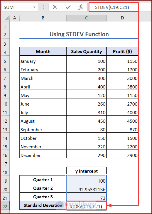 Using STDEV Function