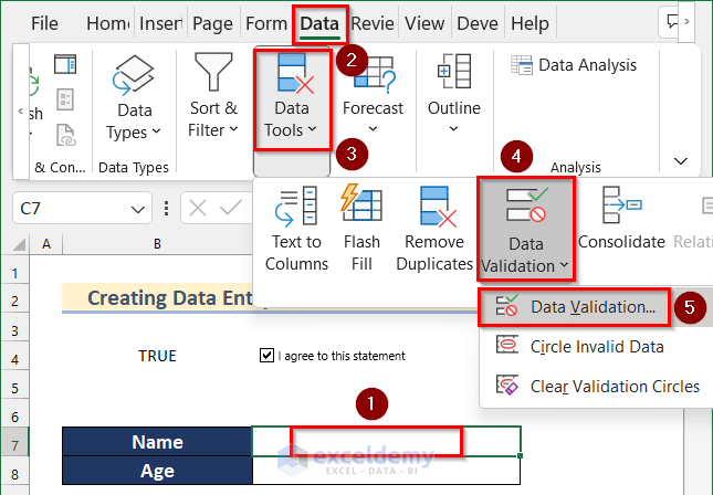 Use Data Validation Feature to Create an Excel Data Entry Form that Includes Checkboxes