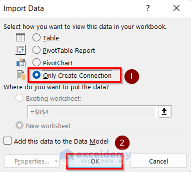 Opening Import Data Box to Perform Left Join in Excel