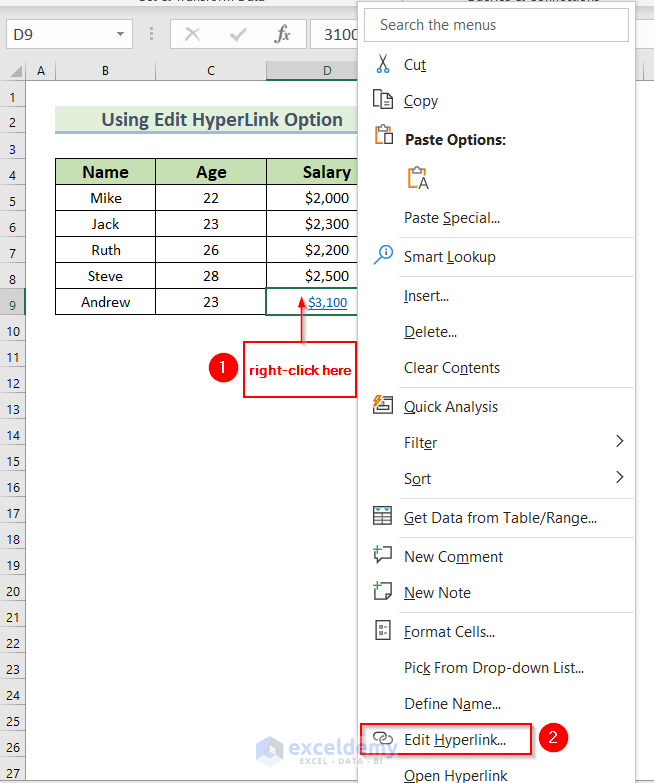 Using Edit Hyperlink Feature to Edit Tooltip in Excel