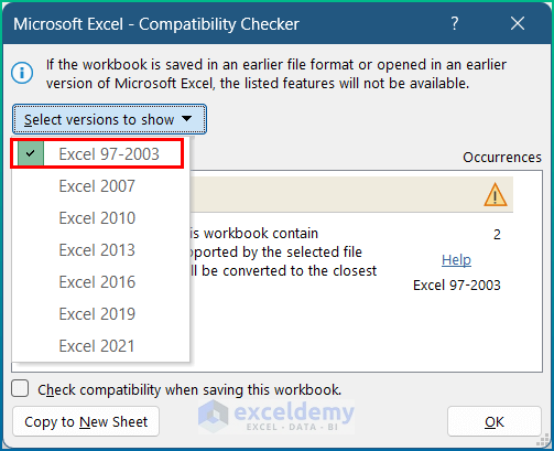 Check Compatibility in Excel