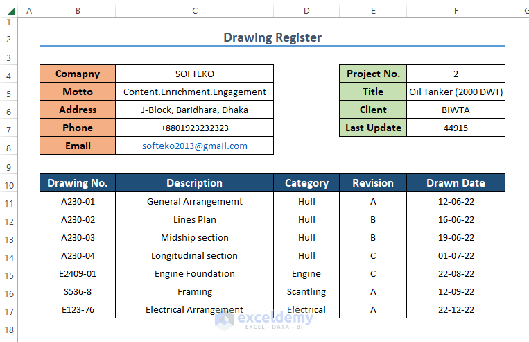 How to Create a Drawing Register in Excel (Easy Steps)