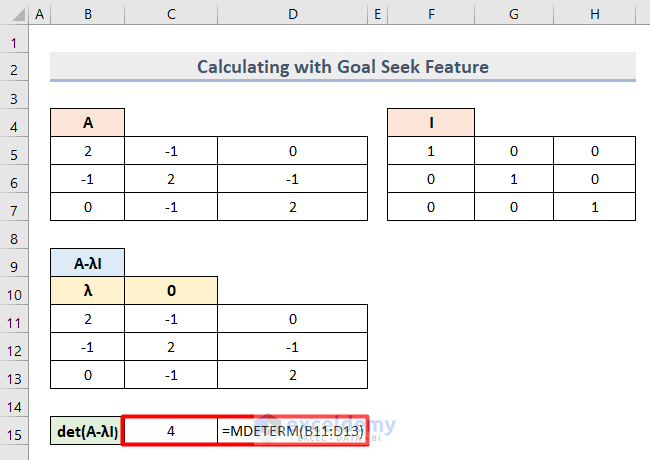 Calculate Eigenvalues and Eigenvectors with Goal Seek in Excel