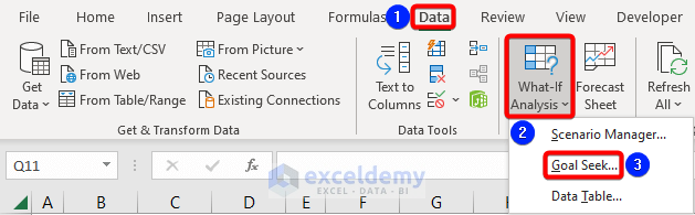 Enable goal seek feature in Excel