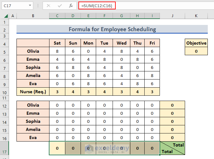 Employee Scheduling Algorithm Excel