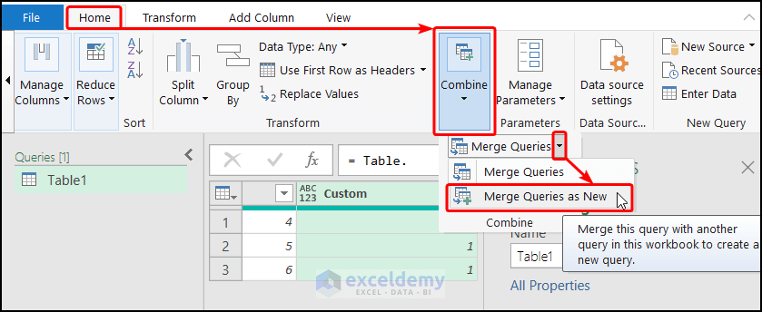 Create All Combinations of 4 Columns Using Power Query Tool of Excel