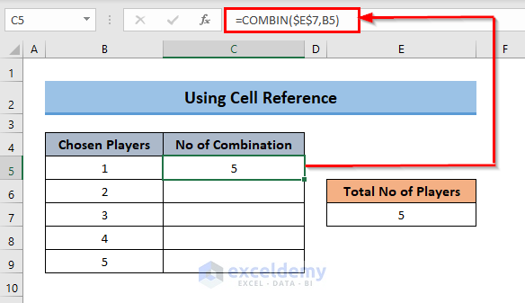 Excel COMBIN Function 