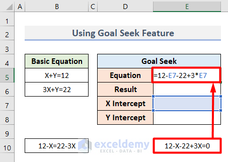 Determine Graph Intersection Point with Goal Seek Feature in Excel