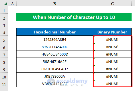 excel hex2dec not working when number of character up to 10