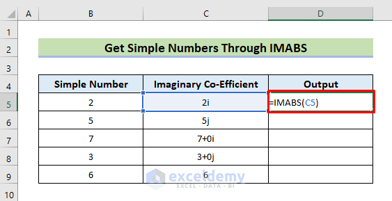 Insert IMABS Function to Get Simple Numeric Values