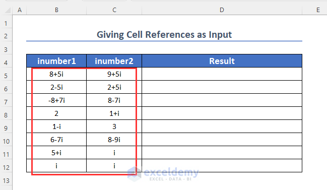 Using Cell Reference for IMDIV Function in Excel