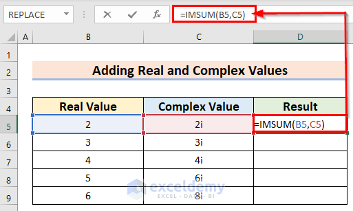 Insert Formula of Using Excel IMSUM Function