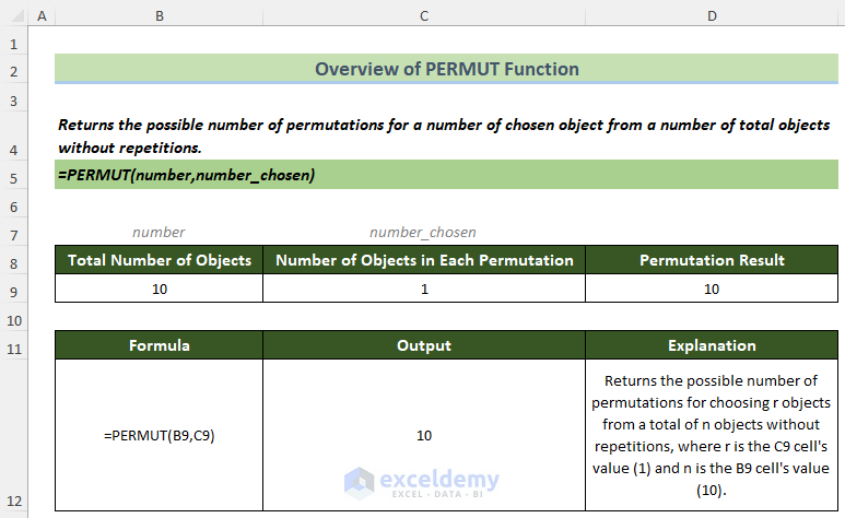 A Quick Overview of Excel PERMUT Function