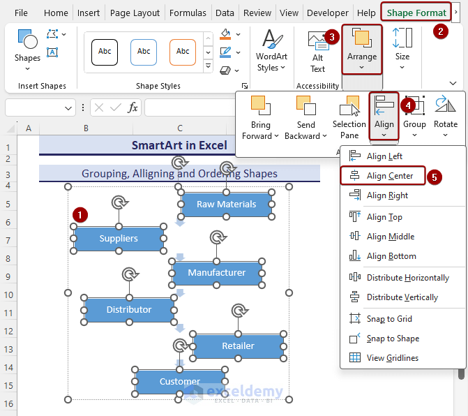 Selecting Center Alignment