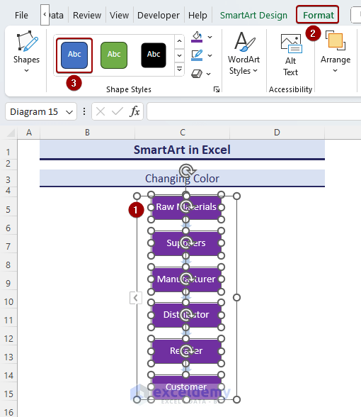 Applying Styles to SmartArt graphic in Excel