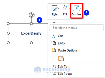 Customize the outline of Excel text box