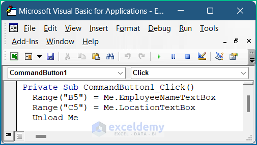 Insert VBA Code to TextBox in Excel