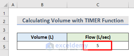 Calculate Volume with TIMER Function in Excel