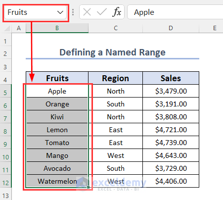 Defining a Named Range in ListFillRange Property of ComboBox in Excel