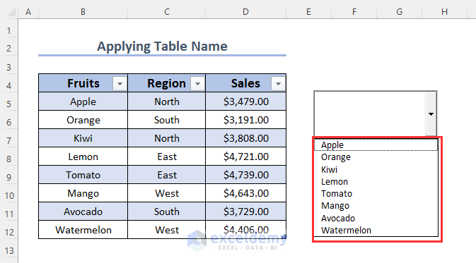 Applying Table for Excel ComboBox ListFillRange