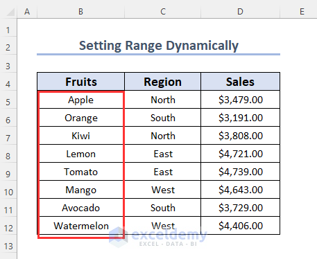 Setting Dynamic Range for Excel ComboBox ListFillRange